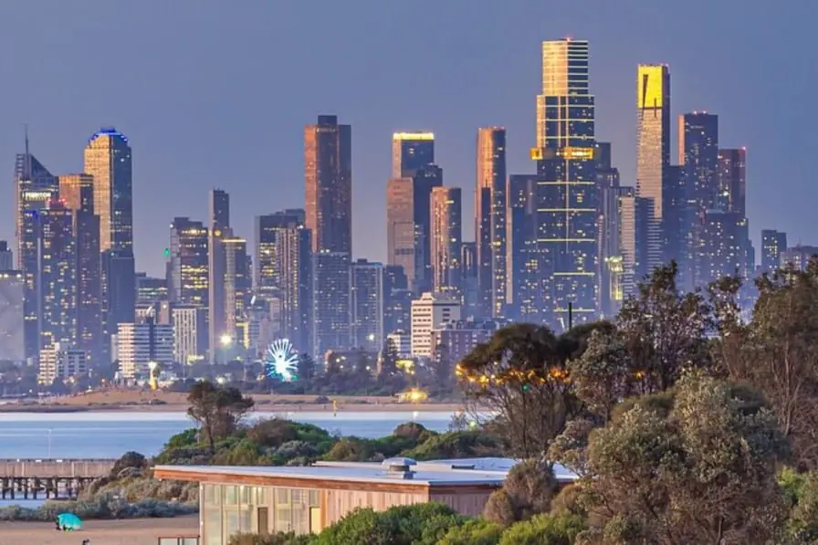 The Melbourne city skyline at dusk
